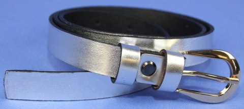 Pasek Damski Skórzany Gładki Arucce (PL) 20 mm Skóra Licowa Złota Klamra SREBRNY Wąski Pasek Damski Skórzany Gładki Arucce (PL) 20 mm Skóra Licowa Złota Klamra SREBRNY Wąski