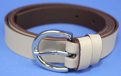 Pasek Damski Skórzany Gładki Arucce (PL) 25 mm Skóra Licowa CAPPUCINO Wąski Pasek Damski Skórzany Gładki Arucce (PL) 25 mm Skóra Licowa CAPPUCINO Wąski