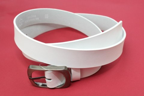 Pasek Damski Skórzany Gładki COMPLEX (PL) 30 mm BIAŁY Szerokość Standardowa Pasek Damski Skórzany Gładki COMPLEX (PL) 30 mm BIAŁY Szerokość Standardowa