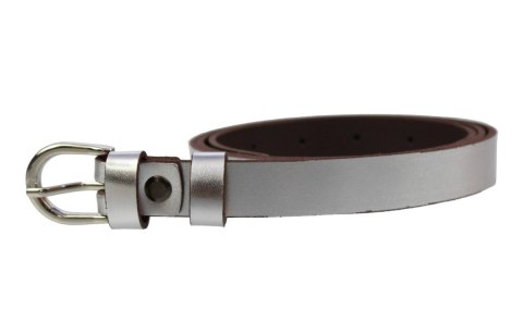 Pasek Damski Skórzany Gładki MASSIMO (PL) 20 mm SREBRNY Wąski Pasek Damski Skórzany Gładki MASSIMO (PL) 20 mm SREBRNY Wąski