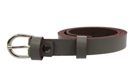 Pasek Damski Skórzany Gładki MASSIMO (PL) 20 mm SZARY Wąski Pasek Damski Skórzany Gładki MASSIMO (PL) 20 mm SZARY Wąski