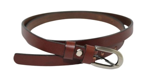 Pasek Damski Skórzany PAS-MAX 15 mm CZEKOLADOWY Wąski k43 Pasek Damski Skórzany PAS-MAX 15 mm CZEKOLADOWY Wąski k43
