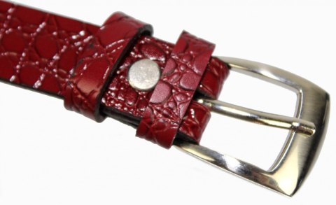 Pasek Damski Skórzany PAS-MAX (PL) Skóra Licowa EXTRA Gładki 25 mm BORDOWA ŁUSKA Pasek Damski Skórzany PAS-MAX (PL) Skóra Licowa EXTRA Gładki 25 mm BORDOWA ŁUSKA
