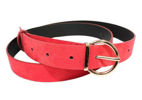 Pasek Damski Skórzany PolskaGalanteria.pl Skóra Licowa EXTRA 30 mm Zamszowy CZERWONY Klamra Bezniklowa Złota Pasek Damski Skórzany PolskaGalanteria.pl Skóra Licowa EXTRA 30 mm Zamszowy CZERWONY Klamra Bezniklowa Złota
