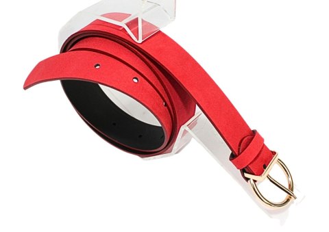 Pasek Damski Skórzany PolskaGalanteria.pl Skóra Licowa EXTRA 30 mm Zamszowy CZERWONY Klamra Bezniklowa Złota Pasek Damski Skórzany PolskaGalanteria.pl Skóra Licowa EXTRA 30 mm Zamszowy CZERWONY Klamra Bezniklowa Złota