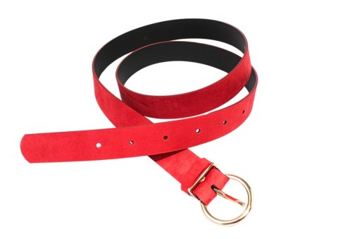Pasek Damski Skórzany PolskaGalanteria.pl Skóra Licowa EXTRA 30 mm Zamszowy CZERWONY Klamra Bezniklowa Złota Pasek Damski Skórzany PolskaGalanteria.pl Skóra Licowa EXTRA 30 mm Zamszowy CZERWONY Klamra Bezniklowa Złota