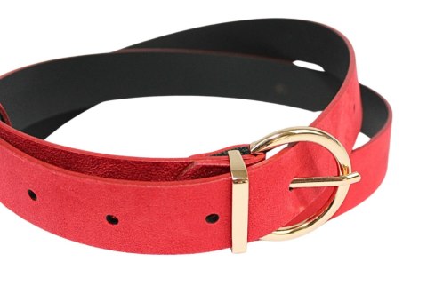 Pasek Damski Skórzany PolskaGalanteria.pl Skóra Licowa EXTRA 30 mm Zamszowy CZERWONY Klamra Bezniklowa Złota Pasek Damski Skórzany PolskaGalanteria.pl Skóra Licowa EXTRA 30 mm Zamszowy CZERWONY Klamra Bezniklowa Złota