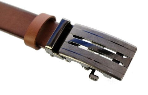 Pasek Męski Skórzany MASSIMO (PL) Skóra Licowa EXTRA 30 mm BRĄZOWY Gładki Klamra Samozaciskowa SREBRNA 33 Pasek Męski Skórzany MASSIMO (PL) Skóra Licowa EXTRA 30 mm BRĄZOWY Gładki Klamra Samozaciskowa SREBRNA 33