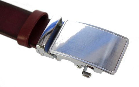 Pasek Męski Skórzany MASSIMO (PL) Skóra Licowa EXTRA 35 mm BORDOWY Gładki Klamra Samozaciskowa SREBRNA 34 Pasek Męski Skórzany MASSIMO (PL) Skóra Licowa EXTRA 35 mm BORDOWY Gładki Klamra Samozaciskowa SREBRNA 34