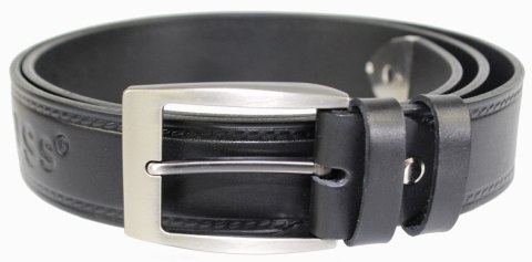 Pasek Męski Skórzany PAS-MAX (PL) CROSS Z Metalową Końcówką Skóra Licowa 40 mm Nadwymiar CZARNY XXL Pasek Męski Skórzany PAS-MAX (PL) CROSS Z Metalową Końcówką Skóra Licowa 40 mm Nadwymiar CZARNY XXL