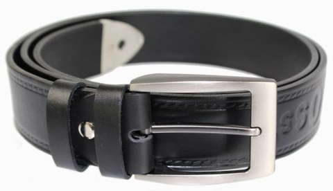 Pasek Męski Skórzany PAS-MAX (PL) CROSS Z Metalową Końcówką Skóra Licowa 40 mm Nadwymiar CZARNY XXL Pasek Męski Skórzany PAS-MAX (PL) CROSS Z Metalową Końcówką Skóra Licowa 40 mm Nadwymiar CZARNY XXL