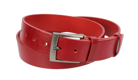 Pasek Męski Skórzany PAS-MAX (PL) CZERWONY Gładki Skóra Licowa EXTRA 40 mm K62 Pasek Męski Skórzany PAS-MAX (PL) CZERWONY Gładki Skóra Licowa EXTRA 40 mm K62