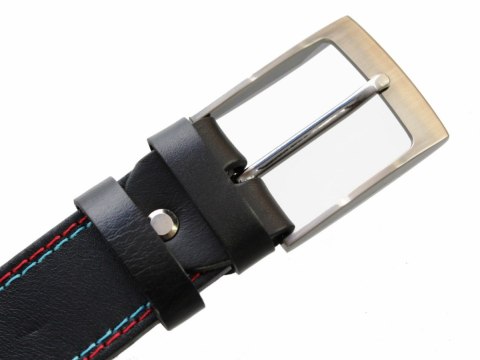 Pasek Męski Skórzany PAS-MAX (PL) Skóra Licowa EXTRA 40 mm Czarny Z Czerwoną I Błękitną Nitką Pasek Męski Skórzany PAS-MAX (PL) Skóra Licowa EXTRA 40 mm Czarny Z Czerwoną I Błękitną Nitką