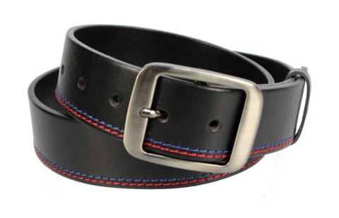 Pasek Męski Skórzany PAS-MAX (PL) Skóra Licowa EXTRA 40 mm Czarny Z Czerwoną I Niebieską Nitką Pasek Męski Skórzany PAS-MAX (PL) Skóra Licowa EXTRA 40 mm Czarny Z Czerwoną I Niebieską Nitką