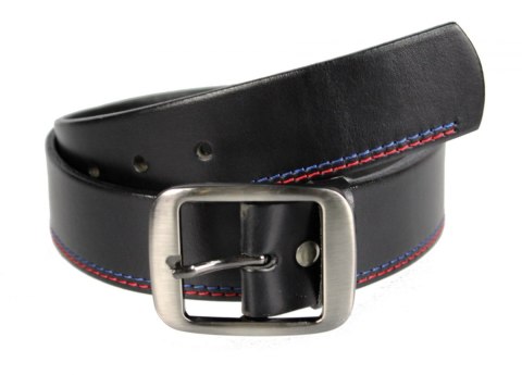 Pasek Męski Skórzany PAS-MAX (PL) Skóra Licowa EXTRA 40 mm Czarny Z Czerwoną I Niebieską Nitką Pasek Męski Skórzany PAS-MAX (PL) Skóra Licowa EXTRA 40 mm Czarny Z Czerwoną I Niebieską Nitką