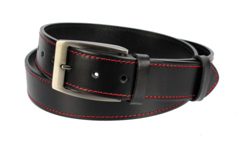 Pasek Męski Skórzany PAS-MAX (PL) Skóra Licowa EXTRA 40 mm Czarny Z Czerwoną Nitką XXL Nadwymiar Pasek Męski Skórzany PAS-MAX (PL) Skóra Licowa EXTRA 40 mm Czarny Z Czerwoną Nitką XXL Nadwymiar