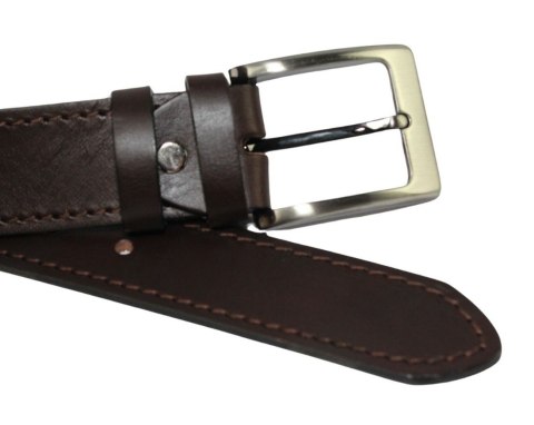Pasek Męski Skórzany PAS-MAX (PL) Skóra Licowa EXTRA 40 mm Z Brązową Nitką CZEKOLADOWY Pasek Męski Skórzany PAS-MAX (PL) Skóra Licowa EXTRA 40 mm Z Brązową Nitką CZEKOLADOWY