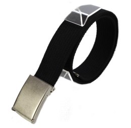 Pasek Parciany PolskaGalanteria Bawełniany PARCIAK 40 mm Z Srebrną Klamrą Bezniklową Zatrzaskową Czarny Matowy Szeroki