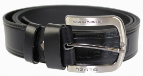 Pasek Skórzany ARUCCE (PL) Tłoczony Napis "DESEL" Skóra Licowa Nadwymiar EXTRA 40 mm NADWYMIAR XXL CZARNY Pasek Skórzany ARUCCE (PL) Tłoczony Napis "DESEL" Skóra Licowa Nadwymiar EXTRA 40 mm NADWYMIAR XXL CZARNY