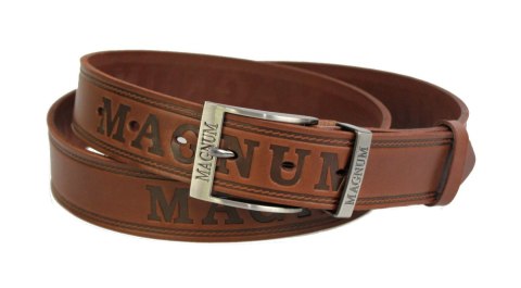 Pasek Skórzany ARUCCE (PL) Tłoczony Napis "MAGNUM" Skóra Licowa EXTRA 40 mm BRĄZOWY Pasek Skórzany ARUCCE (PL) Tłoczony Napis "MAGNUM" Skóra Licowa EXTRA 40 mm BRĄZOWY