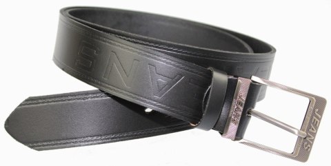 Pasek Skórzany Arucce (PL) Tłoczony Napis CZARNY "JEANS" Skóra Naturalana DW EXTRA 40 mm CZARNY MATOWY Pasek Skórzany Arucce (PL) Tłoczony Napis CZARNY "JEANS" Skóra Naturalana DW EXTRA 40 mm CZARNY MATOWY