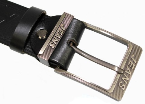 Pasek Skórzany Arucce (PL) Tłoczony Napis CZARNY "JEANS" Skóra Naturalana DW EXTRA 40 mm CZARNY MATOWY Pasek Skórzany Arucce (PL) Tłoczony Napis CZARNY "JEANS" Skóra Naturalana DW EXTRA 40 mm CZARNY MATOWY