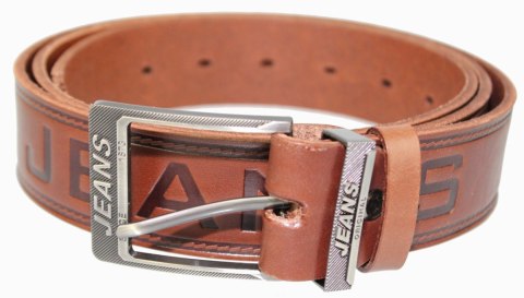 Pasek Skórzany Arucce (PL) Tłoczony Napis "JEANS" Skóra Naturalana EXTRA 40 mm BRĄZOWY Pasek Skórzany Arucce (PL) Tłoczony Napis "JEANS" Skóra Naturalana EXTRA 40 mm BRĄZOWY