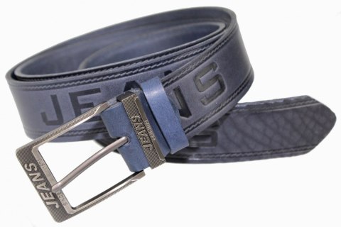 Pasek Skórzany Arucce (PL) Tłoczony Napis "JEANS" Skóra Naturalana EXTRA 40 mm GRANATOWY Pasek Skórzany Arucce (PL) Tłoczony Napis "JEANS" Skóra Naturalana EXTRA 40 mm GRANATOWY
