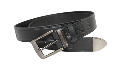 Pasek Skórzany Arucce (PL) Tłoczony Napis "JEANS" Z METALOWĄ KOŃCÓWKĄ Skóra Naturalana EXTRA 40 mm CZARNY Pasek Skórzany Arucce (PL) Tłoczony Napis "JEANS" Z METALOWĄ KOŃCÓWKĄ Skóra Naturalana EXTRA 40 mm CZARNY