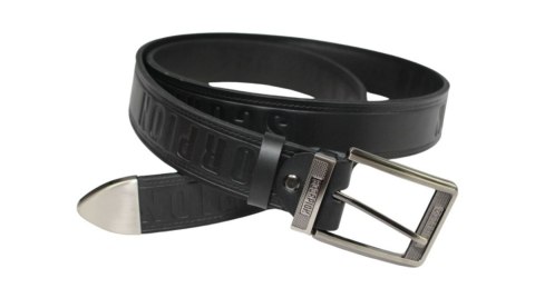 Pasek Skórzany Arucce (PL) Tłoczony Napis "SCORPION" Z METALOWĄ KOŃCÓWKĄ Skóra Naturalana EXTRA 40 mm CZARNY Pasek Skórzany Arucce (PL) Tłoczony Napis "SCORPION" Z METALOWĄ KOŃCÓWKĄ Skóra Naturalana EXTRA 40 mm CZARNY
