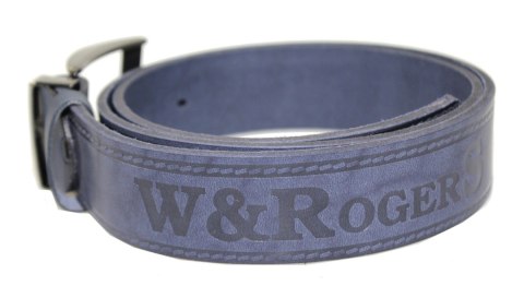 Pasek Skórzany Arucce (PL) Tłoczony Napis "W&ROGERS" Skóra Naturalana EXTRA 40 mm GRANATOWY Pasek Skórzany Arucce (PL) Tłoczony Napis "W&ROGERS" Skóra Naturalana EXTRA 40 mm GRANATOWY