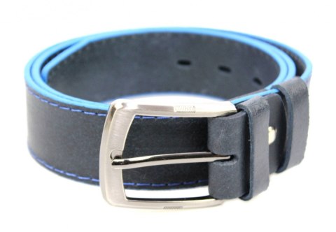 Pasek Skórzany COMPLEX (PL) GRINGO Czarny Z Niebieską Nitką Skóra Licowa Matowa 40 mm Pasek Skórzany COMPLEX (PL) GRINGO Czarny Z Niebieską Nitką Skóra Licowa Matowa 40 mm