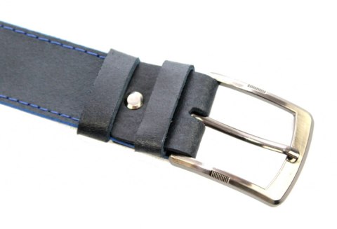 Pasek Skórzany COMPLEX (PL) GRINGO Czarny Z Niebieską Nitką Skóra Licowa Matowa 40 mm Pasek Skórzany COMPLEX (PL) GRINGO Czarny Z Niebieską Nitką Skóra Licowa Matowa 40 mm