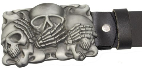 Pasek Skórzany COMPLEX (PL) Skóra Licowa 40 mm Klamra Pełna na Bolczyk BLASZKA "TRZY MĄDRE CZASZKI"CBOL40/77 Pasek Skórzany COMPLEX (PL) Skóra Licowa 40 mm Klamra Pełna na Bolczyk BLASZKA "TRZY MĄDRE CZASZKI"CBOL40/77
