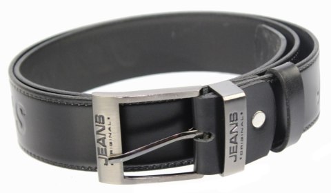 Pasek Skórzany COMPLEX (PL) Tłoczony Napis "JEANS" DW EXTRA 40 mm Czarny Imitacja Szycia Cienką Nitką Pasek Skórzany COMPLEX (PL) Tłoczony Napis "JEANS" DW EXTRA 40 mm Czarny Imitacja Szycia Cienką Nitką
