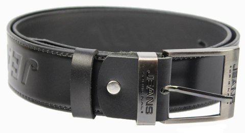 Pasek Skórzany COMPLEX (PL) Tłoczony Napis "JEANS" DW EXTRA 40 mm Czarny Imitacja Szycia Cienką Nitką Pasek Skórzany COMPLEX (PL) Tłoczony Napis "JEANS" DW EXTRA 40 mm Czarny Imitacja Szycia Cienką Nitką