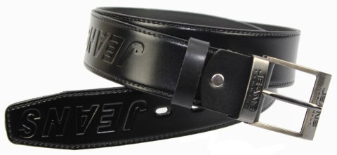 Pasek Skórzany COMPLEX (PL) Tłoczony Napis "JEANS" DW EXTRA 40 mm Czarny Imitacja Szycia Cienką Nitką Pasek Skórzany COMPLEX (PL) Tłoczony Napis "JEANS" DW EXTRA 40 mm Czarny Imitacja Szycia Cienką Nitką