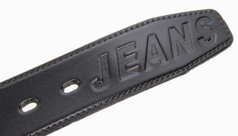 Pasek Skórzany COMPLEX (PL) Tłoczony Napis "JEANS" DW EXTRA 40 mm Czarny Imitacja Szycia Cienką Nitką Pasek Skórzany COMPLEX (PL) Tłoczony Napis "JEANS" DW EXTRA 40 mm Czarny Imitacja Szycia Cienką Nitką