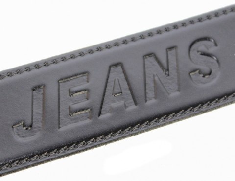 Pasek Skórzany COMPLEX (PL) Tłoczony Napis "JEANS" DW EXTRA 40 mm Czarny Imitacja Szycia Cienką Nitką Pasek Skórzany COMPLEX (PL) Tłoczony Napis "JEANS" DW EXTRA 40 mm Czarny Imitacja Szycia Cienką Nitką