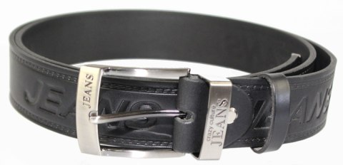 Pasek Skórzany COMPLEX (PL) Tłoczony Napis "JEANS" Skóra Licowa EXTRA 40 mm Czarny Z Metalową Końcówką Pasek Skórzany COMPLEX (PL) Tłoczony Napis "JEANS" Skóra Licowa EXTRA 40 mm Czarny Z Metalową Końcówką