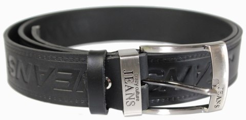 Pasek Skórzany COMPLEX (PL) Tłoczony Napis "JEANS" Skóra Licowa EXTRA 40 mm Czarny Z Metalową Końcówką Pasek Skórzany COMPLEX (PL) Tłoczony Napis "JEANS" Skóra Licowa EXTRA 40 mm Czarny Z Metalową Końcówką
