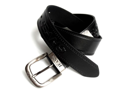 Pasek Skórzany COMPLEX (PL) Tłoczony Napis "JEANS" Skóra Licowa EXTRA 40 mm Czarny Pasek Skórzany COMPLEX (PL) Tłoczony Napis "JEANS" Skóra Licowa EXTRA 40 mm Czarny