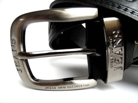 Pasek Skórzany COMPLEX (PL) Tłoczony Napis "JEANS" Skóra Licowa EXTRA 40 mm Czarny Pasek Skórzany COMPLEX (PL) Tłoczony Napis "JEANS" Skóra Licowa EXTRA 40 mm Czarny
