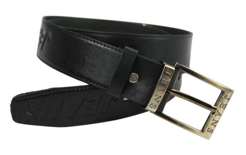 Pasek Skórzany COMPLEX (PL) Tłoczony Napis "JEANS" Skóra Licowa EXTRA 40 mm Czarny Pasek Skórzany COMPLEX (PL) Tłoczony Napis "JEANS" Skóra Licowa EXTRA 40 mm Czarny