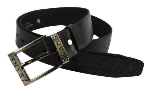 Pasek Skórzany COMPLEX (PL) Tłoczony Napis "JEANS" Skóra Licowa EXTRA 40 mm Czarny Pasek Skórzany COMPLEX (PL) Tłoczony Napis "JEANS" Skóra Licowa EXTRA 40 mm Czarny
