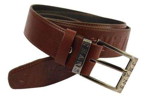 Pasek Skórzany COMPLEX (PL) Tłoczony Napis "JEANS" Skóra Naturalna Licow Klamra Bezniklowa EXTRA 40 mm KASZTANOWY Pasek Skórzany COMPLEX (PL) Tłoczony Napis "JEANS" Skóra Naturalna Licow Klamra Bezniklowa EXTRA 40 mm KASZTANOWY