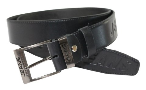 Pasek Skórzany COMPLEX (PL) Tłoczony Napis "JEANS"Skóra Naturalna Licowa EXTRA 40 mm Czarny Imitacja Szycia Cienką Nitką Pasek Skórzany COMPLEX (PL) Tłoczony Napis "JEANS"Skóra Naturalna Licowa EXTRA 40 mm Czarny Imitacja Szycia Cienką Nitką