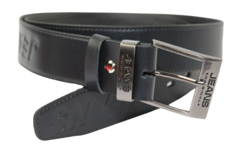 Pasek Skórzany COMPLEX (PL) Tłoczony Napis "JEANS"Skóra Naturalna Licowa EXTRA 40 mm Czarny Imitacja Szycia Cienką Nitką Pasek Skórzany COMPLEX (PL) Tłoczony Napis "JEANS"Skóra Naturalna Licowa EXTRA 40 mm Czarny Imitacja Szycia Cienką Nitką