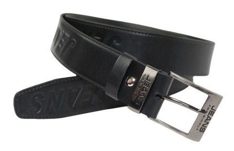 Pasek Skórzany COMPLEX (PL) Tłoczony Napis "JEANS"Skóra Naturalna Licowa EXTRA 40 mm Czarny Imitacja Szycia Cienką Nitką Pasek Skórzany COMPLEX (PL) Tłoczony Napis "JEANS"Skóra Naturalna Licowa EXTRA 40 mm Czarny Imitacja Szycia Cienką Nitką