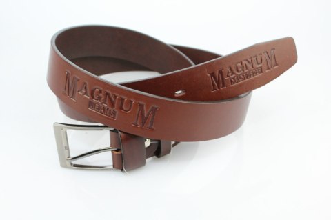 Pasek Skórzany COMPLEX (PL) Tłoczony Napis "MAGNUM" Gładki Skóra Naturalna Licowa EXTRA 40 mm Kasztanowy Pasek Skórzany COMPLEX (PL) Tłoczony Napis "MAGNUM" Gładki Skóra Naturalna Licowa EXTRA 40 mm Kasztanowy